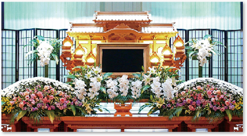 ご家族と親しい方中心で＋お花いっぱいの祭壇で ルーブルプラン